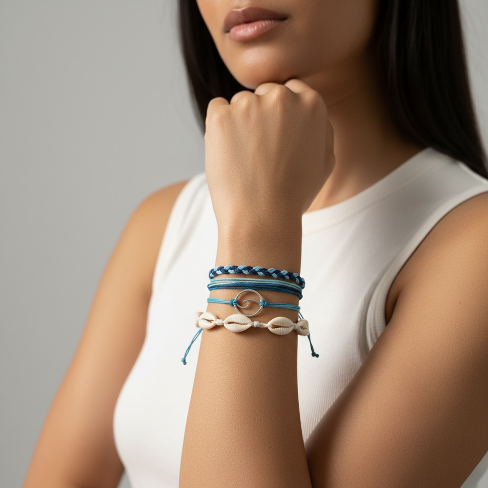 Boho Multilayer Shell Rope Bracelet Set